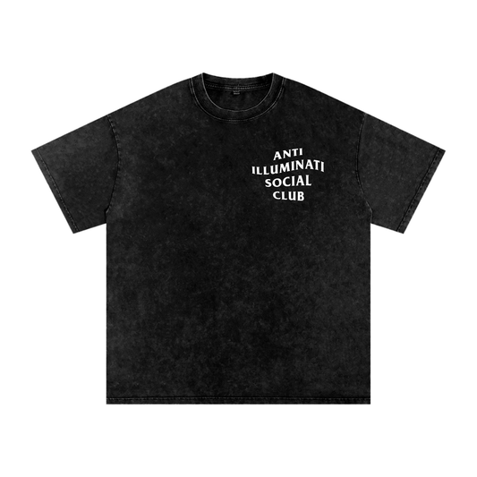 Anti-Illuminati Snow Washed Oversized Cotton T-Shirt