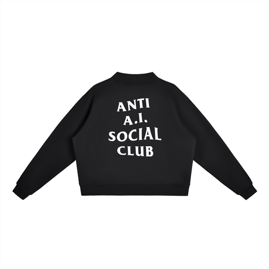 Anti-A.I. Essential Fleece Mock-Neck Crew Sweatshirt