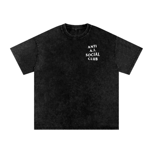 Anti-A.I. Snow Washed Oversized Cotton T-Shirt