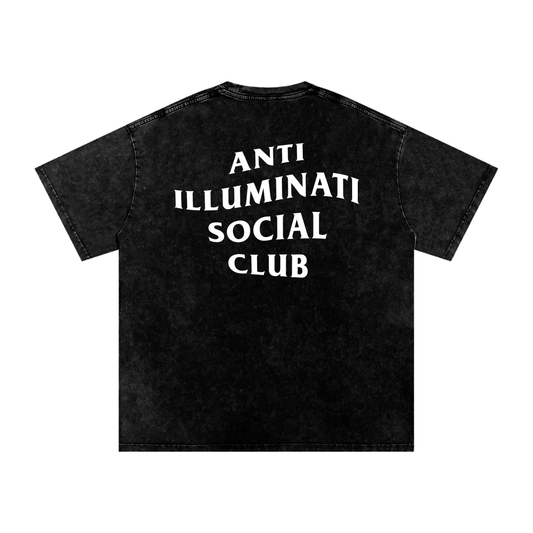 Anti-Illuminati Snow Washed Oversized Cotton T-Shirt